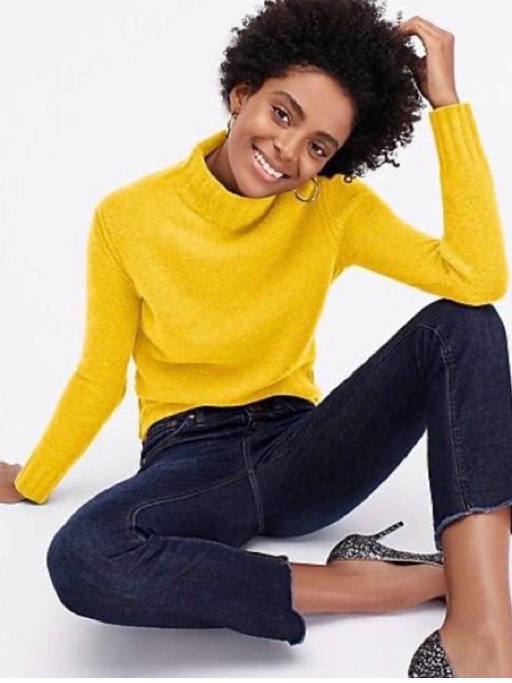 J. Crew Mockneck Sweater in Supersoft Yarn Wool Alpaca in Naples Yellow Size M